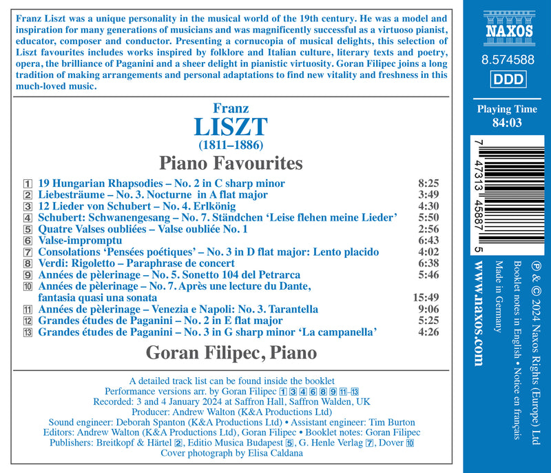 Liszt: Piano Favourites / Goran Filipec
