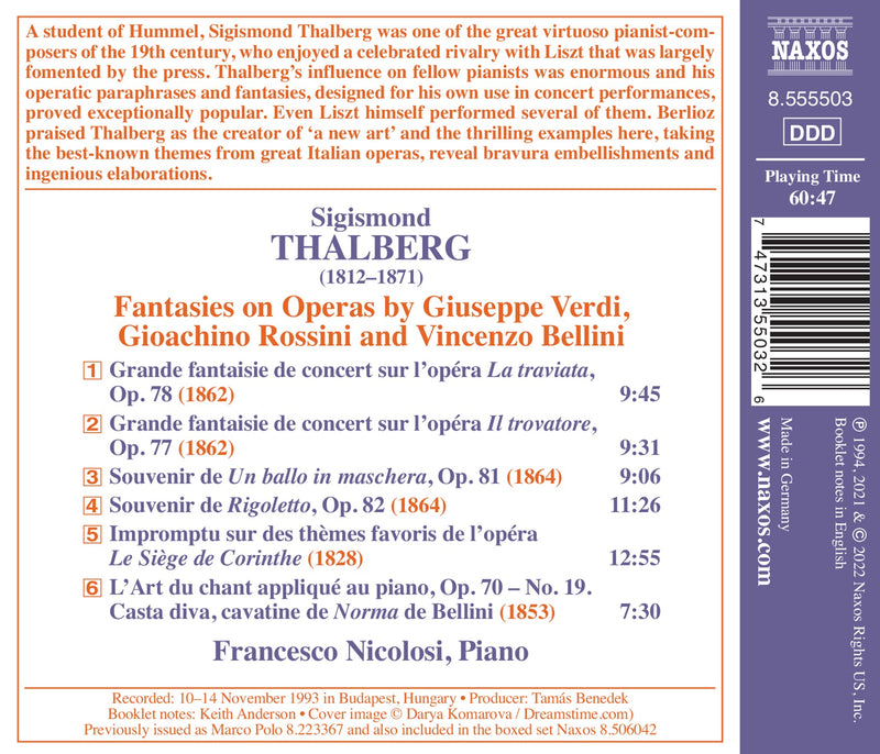 Thalberg: Fantasies on Operas by Verdi, Rossini & Bellini / Nicolosi