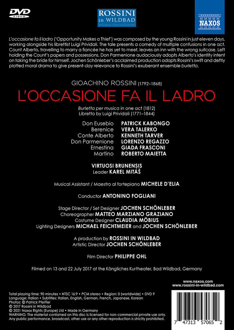 Rossini: L'occasione fa il ladro / Regazzo, Fogliani Virtuosi Brunensis
