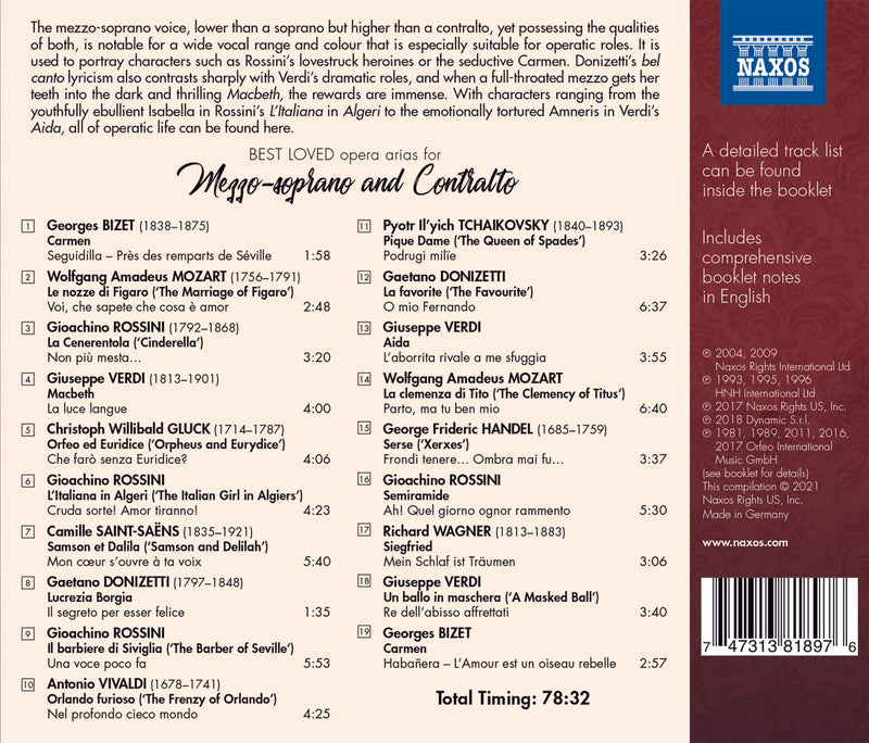 MARVELLOUS MEZZO-SOPRANO AND CONTRALTO - Best Loved Opera Arias