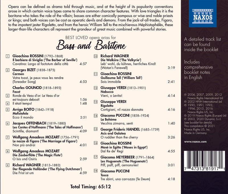 Booming Bass and Baritone - Best Loved Opera Arias