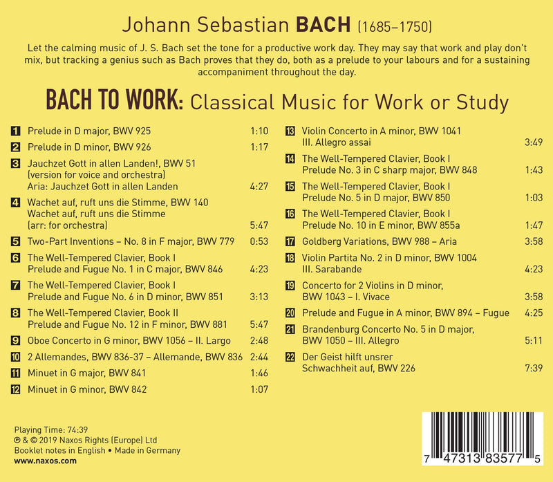 Bach to Work: Classical Music for Work or Study