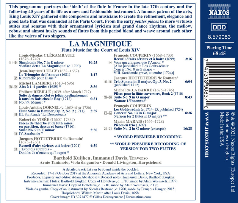 La Magnifique: Flute Music For The Court Of Louis XIV