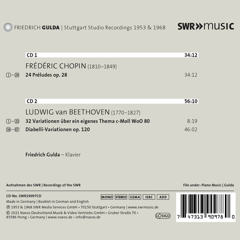 Friedrich Gulda - The SWR Studio Recordings, 1953 & 1968