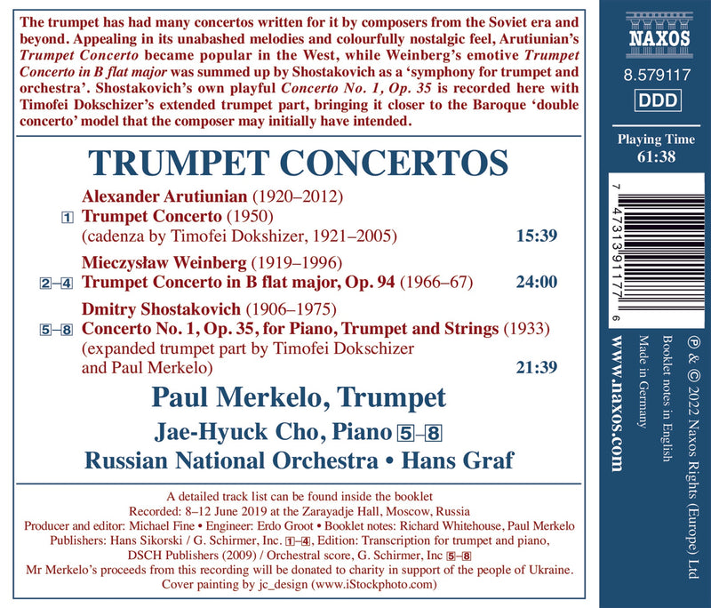 Arutiunian, Shostakovich & Weinberg: Trumpet Concertos / Merkelo, Cho, Graf