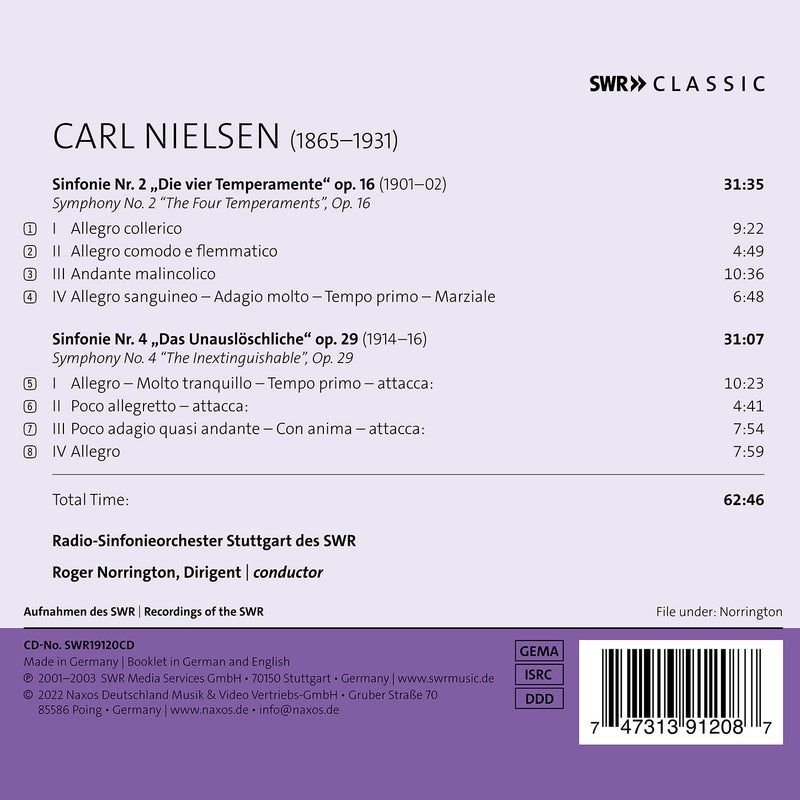 Nielsen: Symphonies Nos. 2 & 4 / Norrington, Southwest Radio Symphony Orchestra Stuttgart