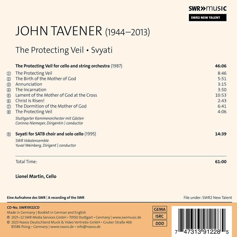 Tavener: SWR2 New Talent Introduces Lionel Martin / Stuttgart Chamber Orchestra
