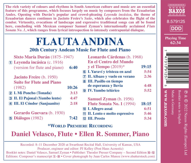 Flauta andina: 20th Century Andean Music for Flute & Piano / Velasco, Sommer