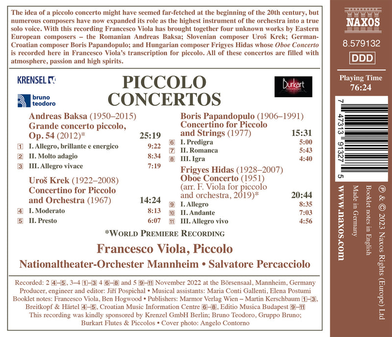Piccolo Concertos / Viola, Percacciolo, Mannheim National Theatre Orchestra