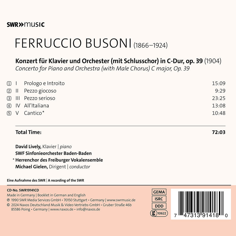 Busoni: Piano Concerto / Lively, Gielen, SWR Symphony