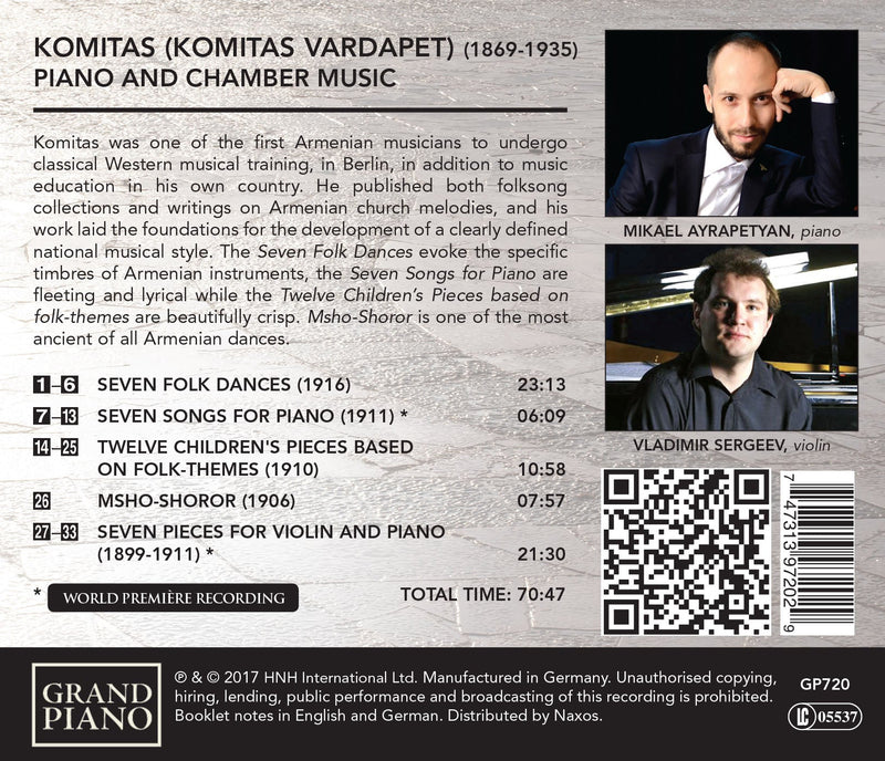 Komitas: Piano & Chamber Music / Ayrapetyan, Sergeev