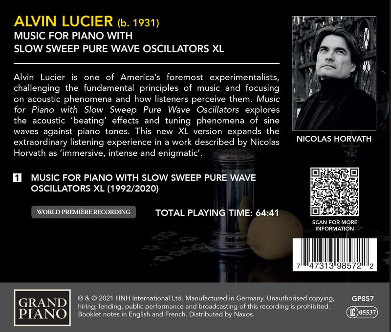 Lucier: Music for Piano Xl / Nicolas Horvath