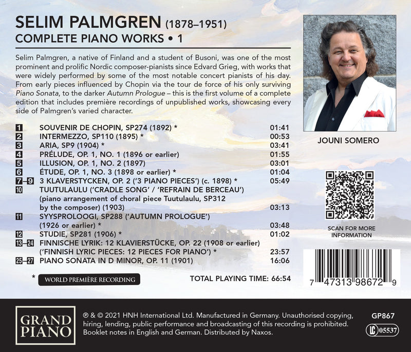 Palmgren: Complete Piano Works, Vol. 1 / Somero