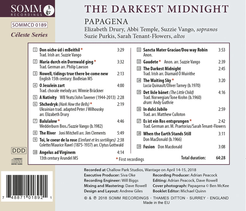 The Darkest Midnight - Winter Songs from Medieval to Modern / Papagena