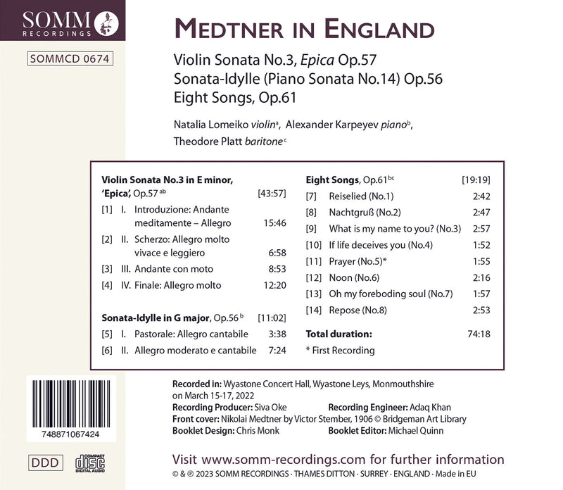 Medtner in England / Lomeiko, Karpeyev, Platt