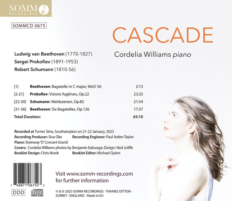 Cascade - Beethoven, Prokofiev & Schumann: Piano Music / Williams
