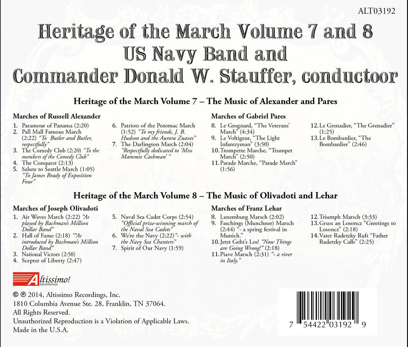 Heritage Of The March Vols 7 & 8 - Alexander, Pares, Olivadoti, Lehar