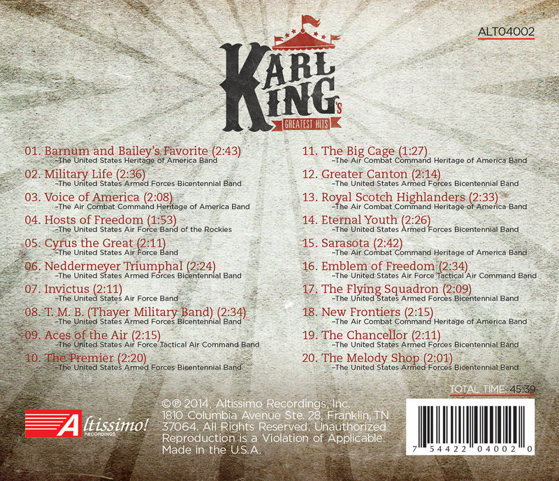 Karl King's Greatest Hits / United States Military Bands
