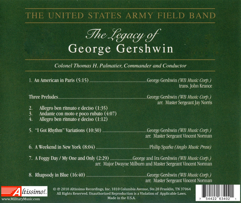 The Legacy Of George Gershwin / United States Army Field Band