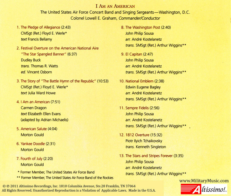 I Am An American / United States Air Force Concert Band & Singing Sergeants