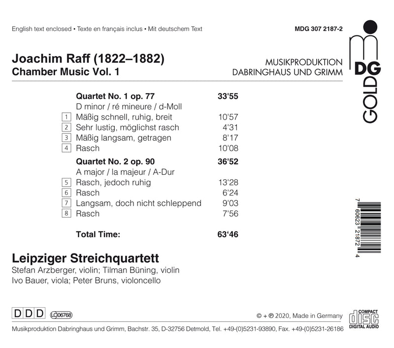 Joachim Raff: Chamber Music, Vol. 1 / Leipzig String Quartet