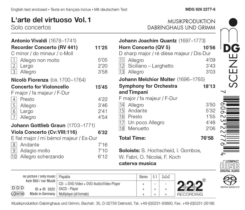L‘arte del Virtuoso, Vol. 1 - Solo Concertos / Caterva Musica