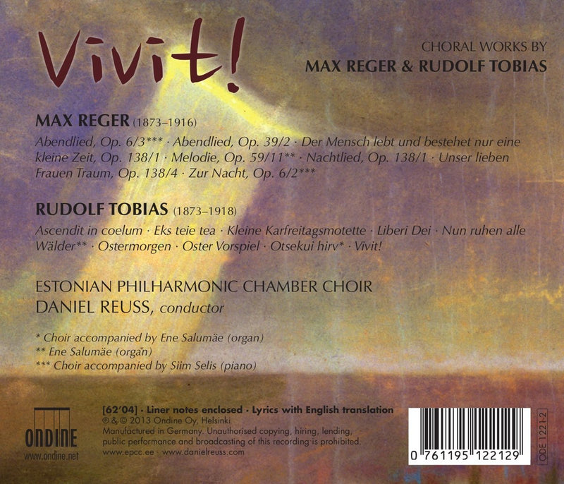 Vivit! - Choral Works by Reger & Tobias / Reuss, Estonian Philharmonic Chamber Choir
