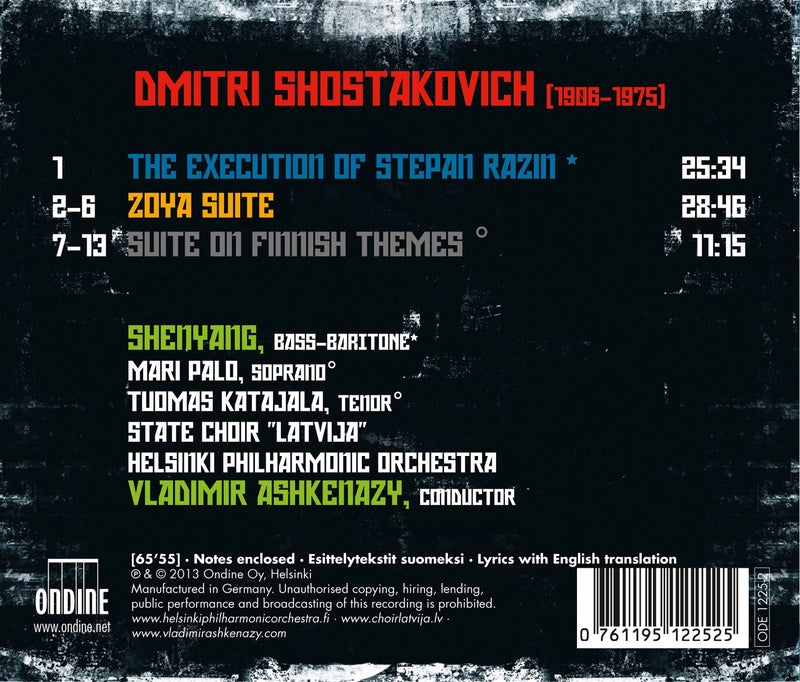 Shostakovch: Execution of Stepan Razin; Zoya Suite / Ashkenazy, Helsinki Phiharmonic