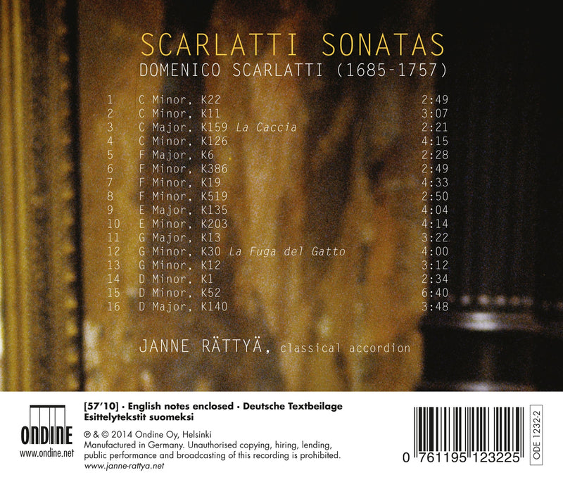 Scarlatti: Sonatas (Arranged For Accordion) / Janne Rattya