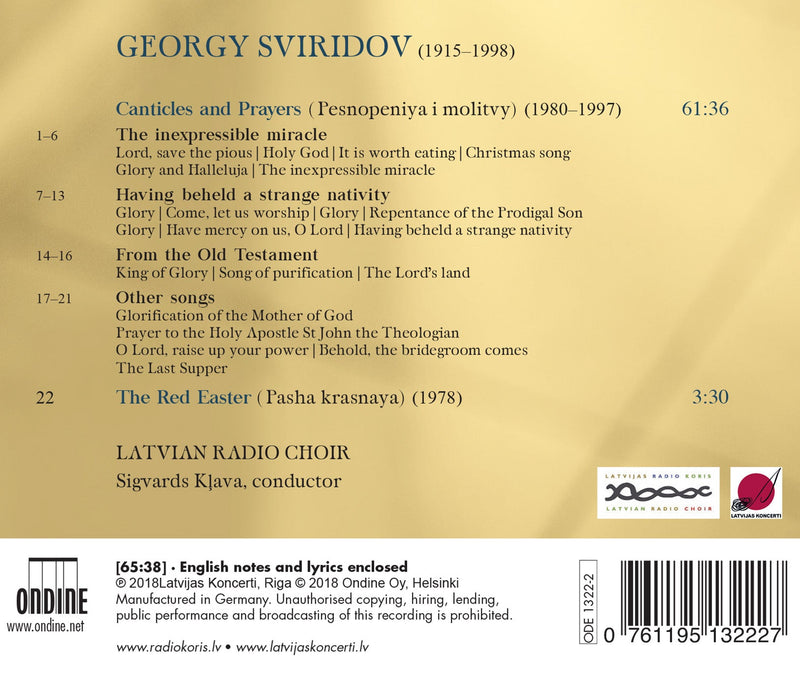 Sviridov: Canticles & Prayers / Klava, Latvian Radio Choir