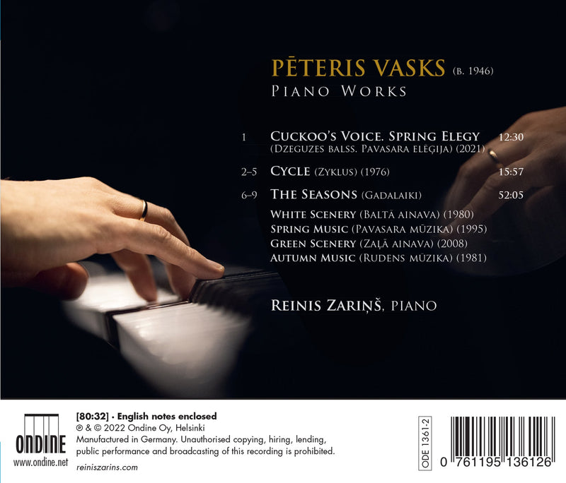 Vasks: Piano Works / Reinis Zarinš
