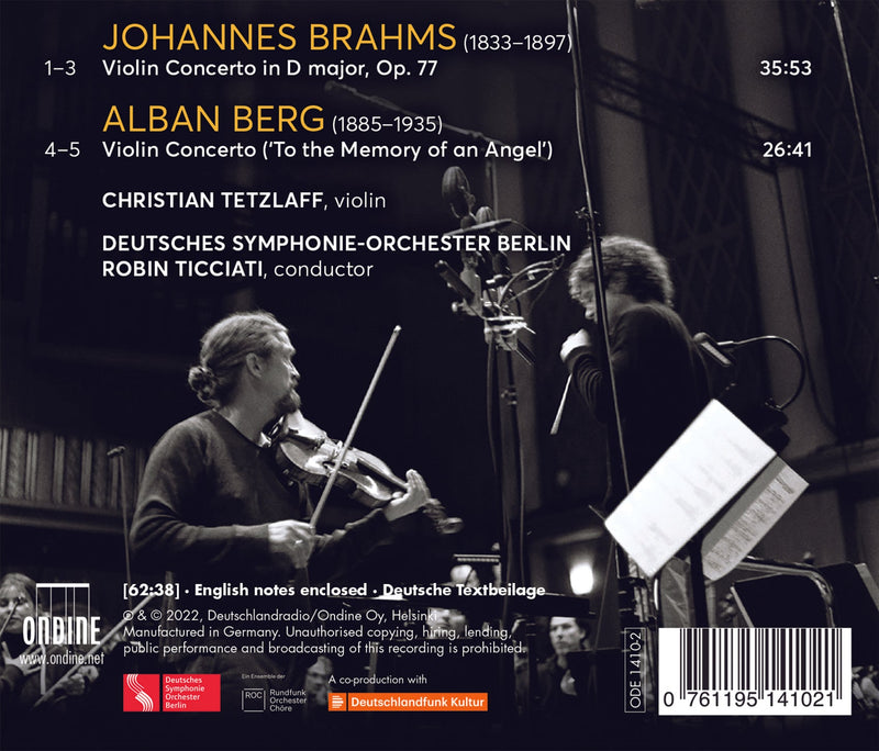 Brahms & Berg: Violin Concertos / Tetzlaff, Ticciati, German Symphony Orchestra Berlin