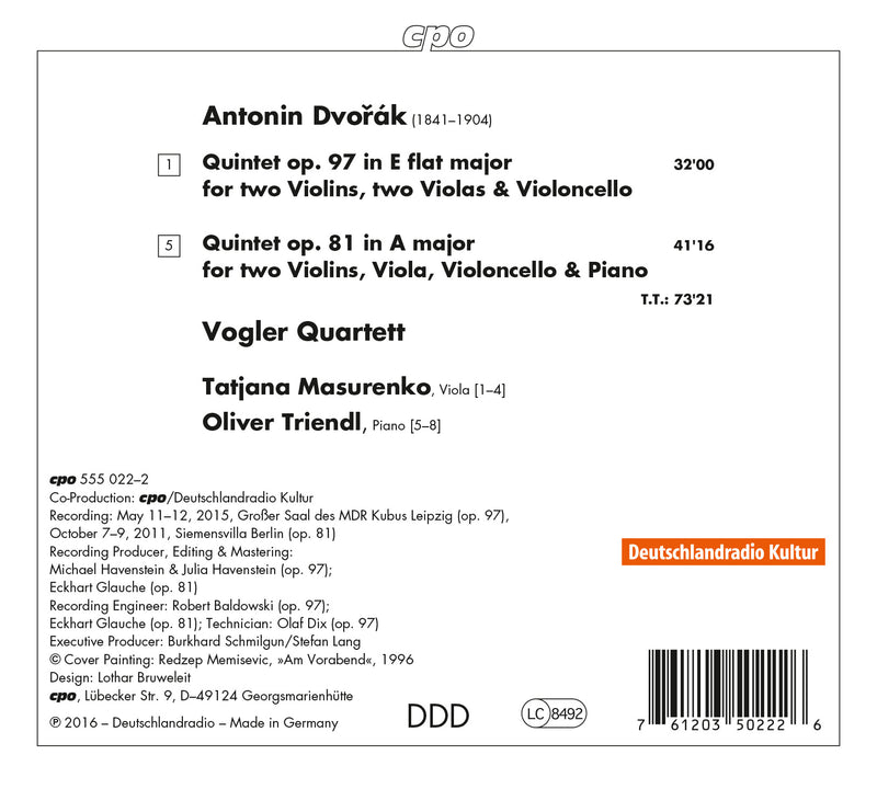 Dvorak: String Quintet & Piano Quintet / Masurenko, Triendl, Vogler Quartett