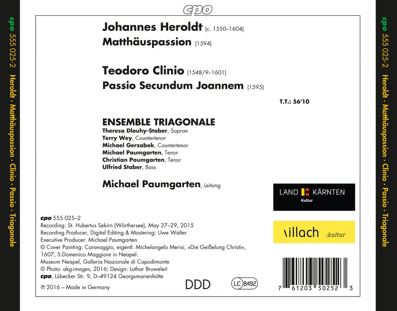 Heroldt: Matthauspassion - Clinio: Passio secundum Joannem / Ensemble Triagonale