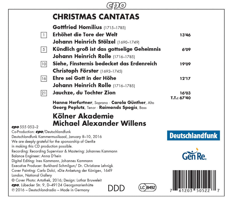 Homilius, Stolzel & Rolle: Christmas Cantatas / Willens, Die Kolner Akademie