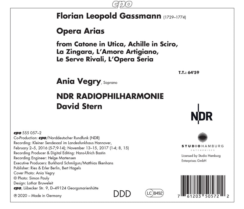 Gassmann: Ah, ingrato amor - Opera Arias / Vegry, Stern, NDR Radio Philharmonic
