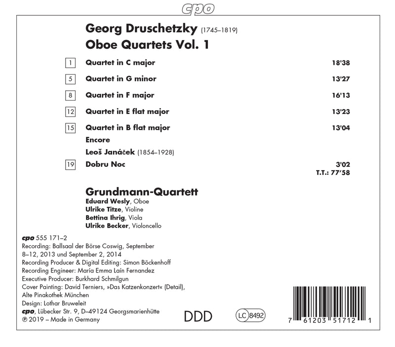 Druschetzky: Oboe Quartets, Vol. 1 / Grundmann Quartet