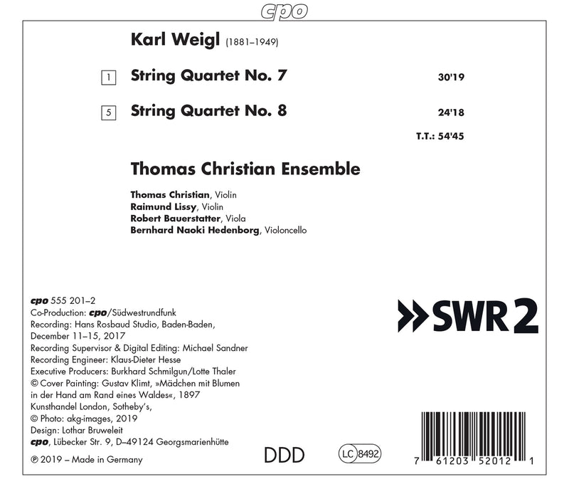 Weigl: String Quartets Nos. 7 & 8 / Thomas Christian Ensemble