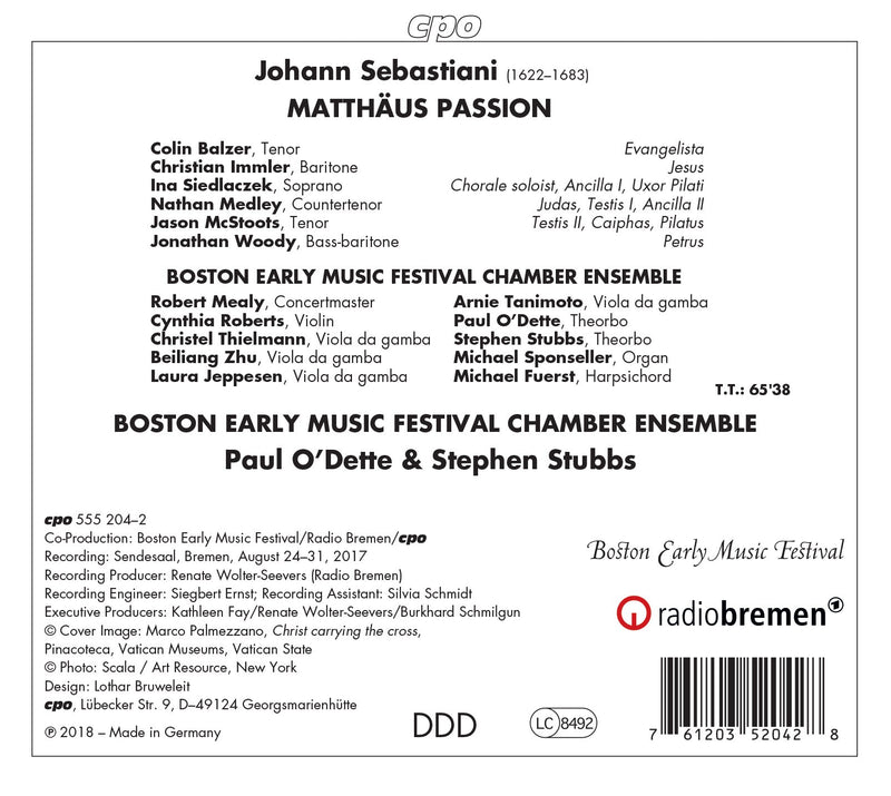 Sebastiani: Matthäus Passion / Stubbs, O'Dette, Boston Early Music Festival