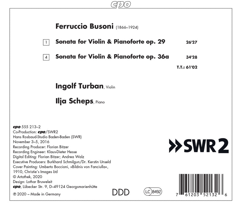 Busoni: Violin Sonatas / Turban, Scheps
