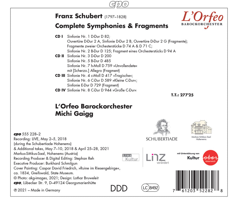 Schubert: Complete Symphonies & Fragments / Gaigg, L'Orfeo Barockorchester
