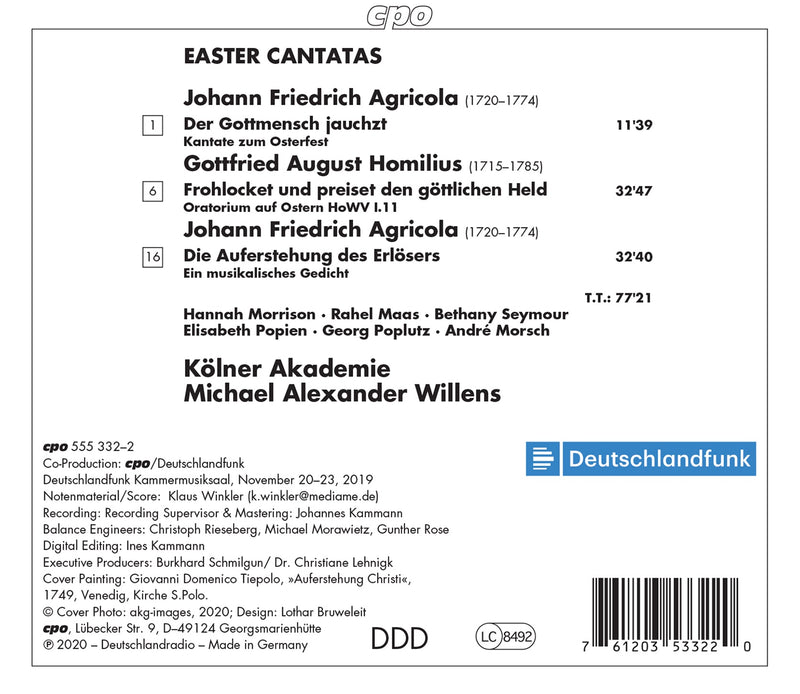 Die Auferstehung des Erlosers: Easter Cantatas / Willens, Kolner Akademie