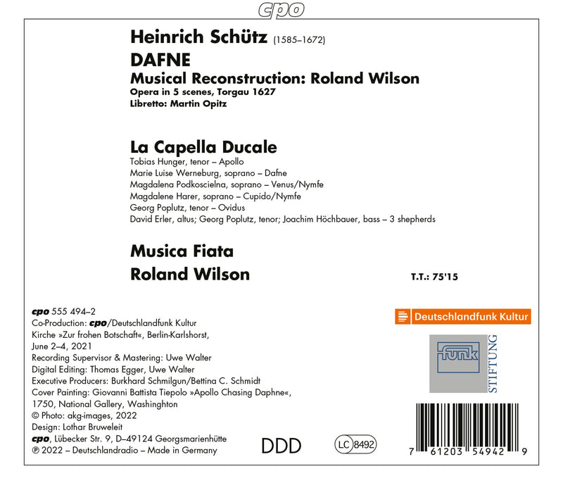 Schütz: Dafne / Wilson, Musica Fiata