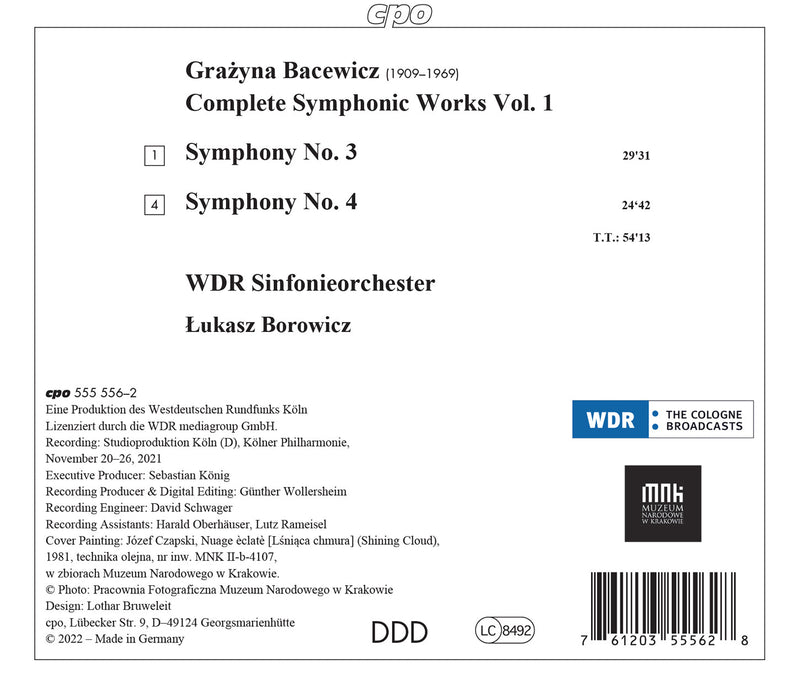 Bacewicz: Symphonies Nos. 3 & 4 / Borowicz, WDR Sinfonieorchester Köln