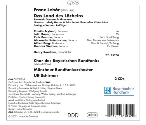 Lehár: Das Land De Lächelns / Schirmer, Et Al