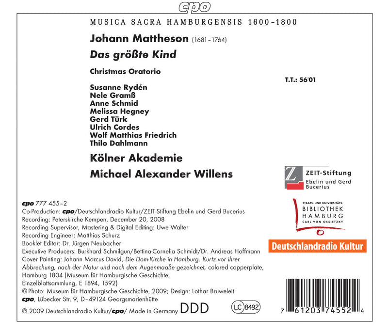 Mattheson: Das Großte Kind (Christmas Oratorio) / Willens, Koelner Akademie