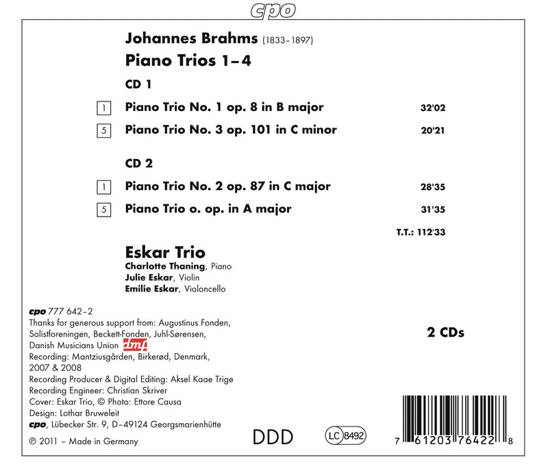 Brahms: Piano Trios / Eskar Trio