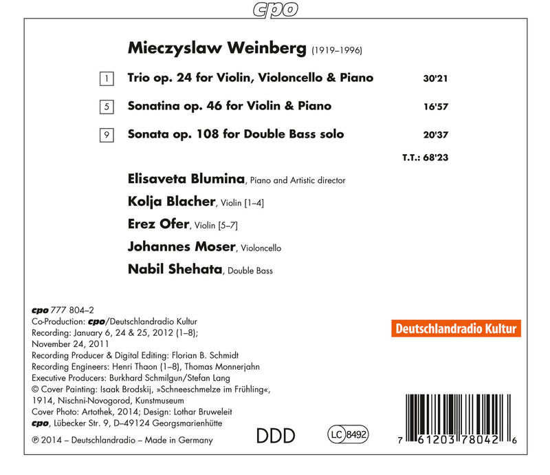 Weinberg: Piano Trio; Violin Sonatina; Double Bass Sonata