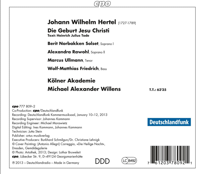 Johann Wilhelm Hertel: Die Geburt Jesu Christi
