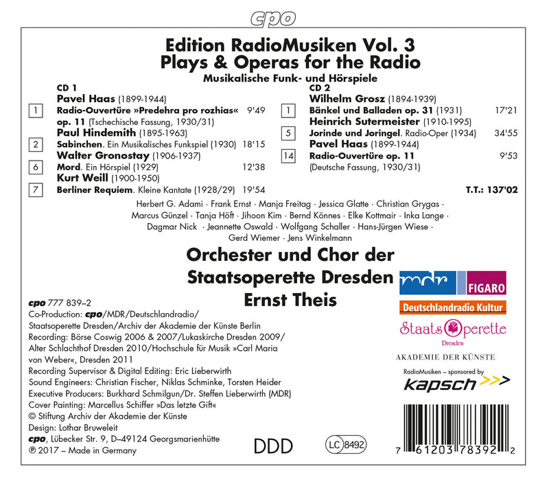 Plays & Operas for the Radio / Theis, Staatsoperette Dresden
